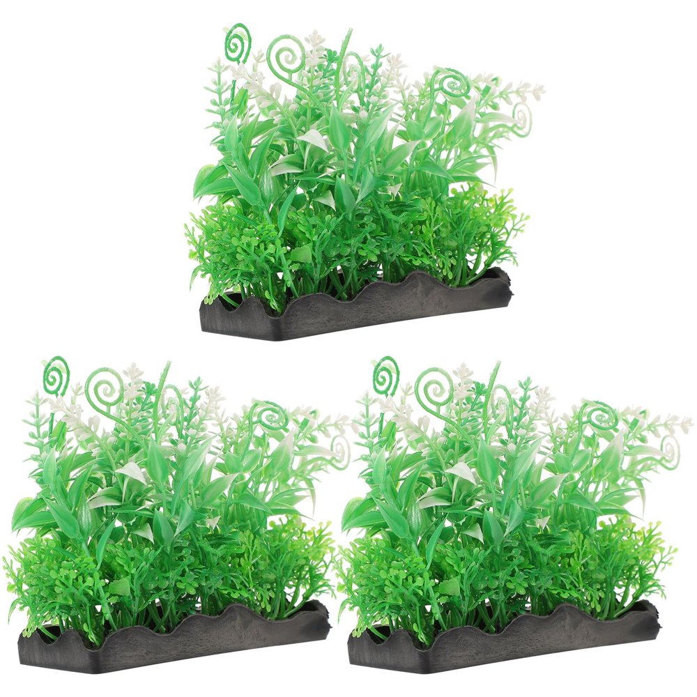 ifundom 3-Piece Artificial Aquarium Plants, Green Plastic Decor