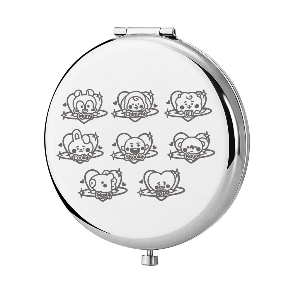 KEYCHIN K-Pop Pocket Mirror for Boys, Korean Group Fans, Gifts, Korean Bangtan, Compact Makeup Mirror for K-Pop Fans (BT Mang-S)