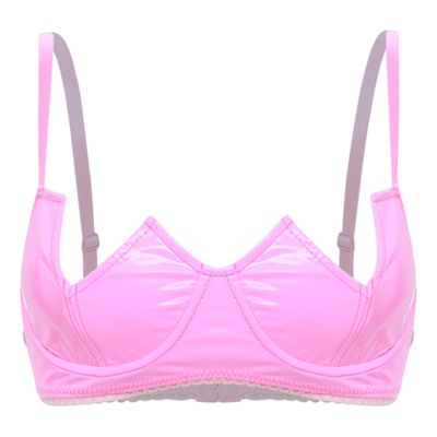Agoky Women's Wetlook Leather Push-Up Bra