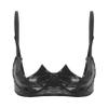 Agoky Women's Black Patent Leather Push-Up Lift Bra with Adjustable Spaghetti Straps, XXL view 1