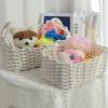 Woven Cotton Rope Storage Basket with Handles, White view 2