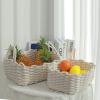 Woven Cotton Rope Storage Basket with Handles, White view 3