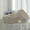 Woven Cotton Rope Storage Basket with Handles, White view 4
