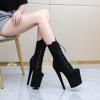 20 cm/7.87 in Velvet Super High-Heel Stage, Runway, Knight and Pole-Dance Boots, Black, EU 44 view 2
