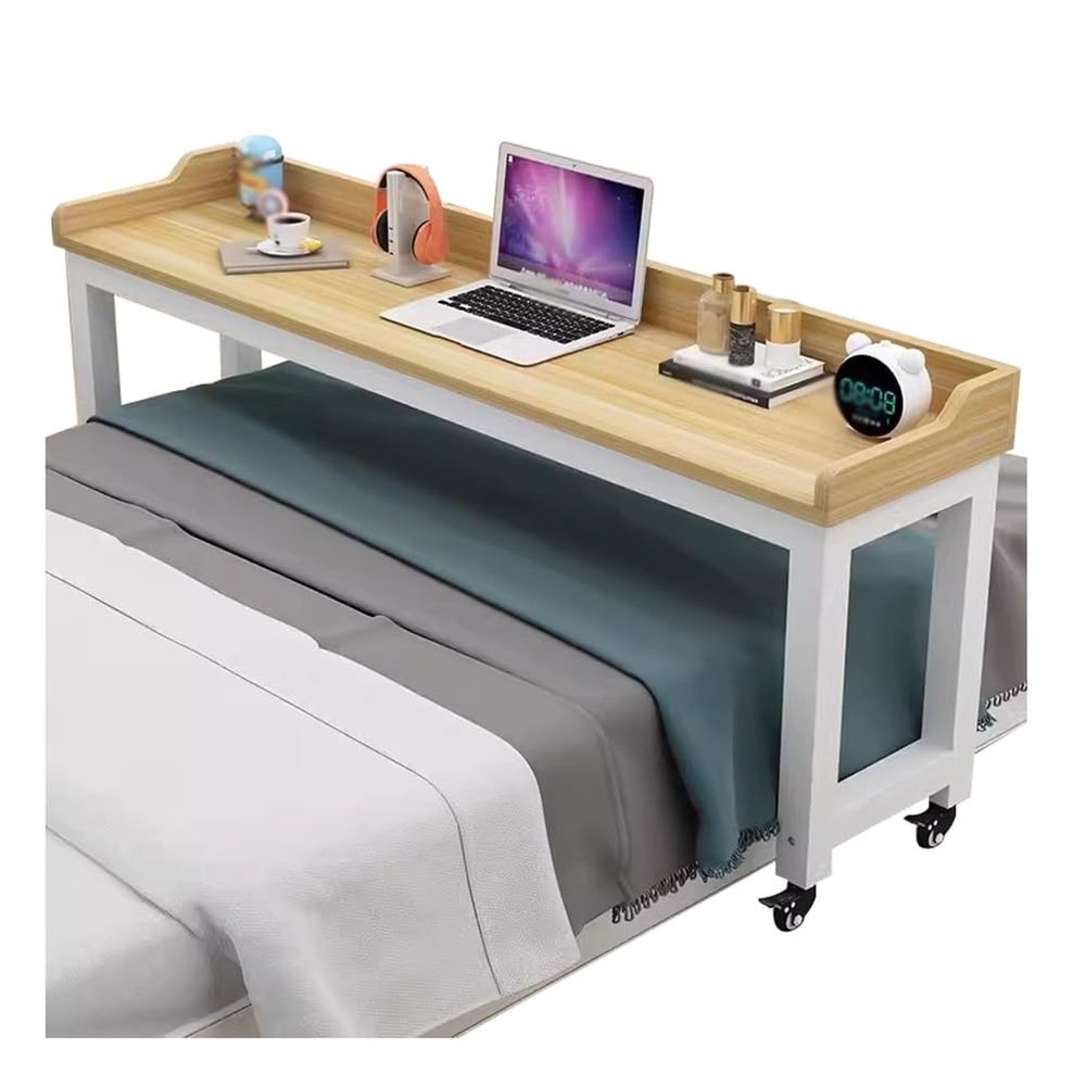 Overbed Table with Wheels for Home or Hospital, Mobile Laptop and Dining Table, 200 × 60 × 80 cm