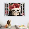 3D Wall Sticker with Wall Break, Skeleton and Red Rose view 4