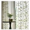 KnSam Sheer Curtains with Green Branch and Leaf Pattern, 140 x 215 cm view 1