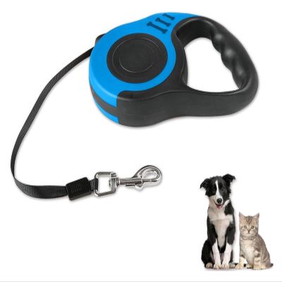 HANFEN 5-Meter Retractable Leash for Pets Up to 15 kg, for Dogs and Cats, Durable, Adjustable and Ergonomic (Color: Blue, Size: 3 m)