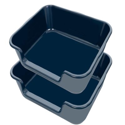 Ying Tutu Extra-Large Cat Litter Box, ABS, Low Entry, Dark Blue, 61 x 50.8 cm, 2-Pack