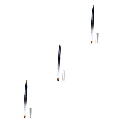 minkissy 3-Piece Retractable Metal Lip Brush Set, Portable, Black Gradient