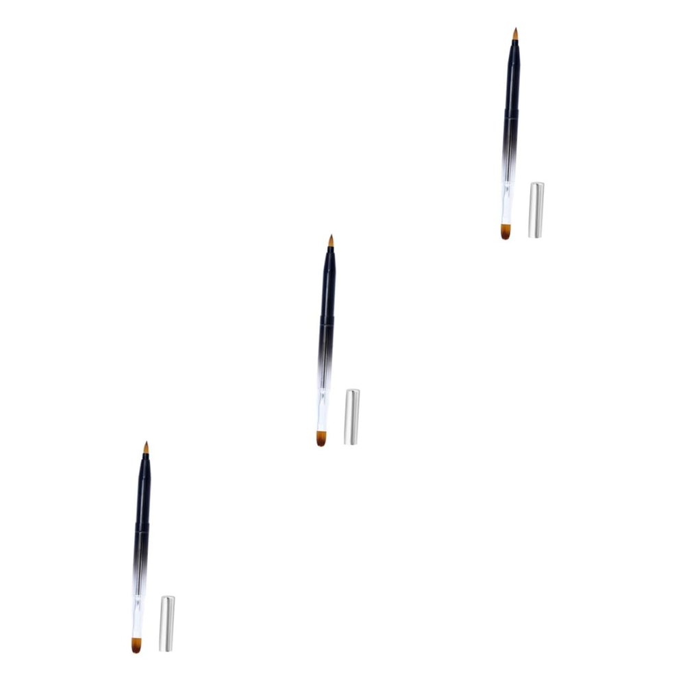 minkissy 3-Piece Retractable Metal Lip Brush Set, Portable, Black Gradient