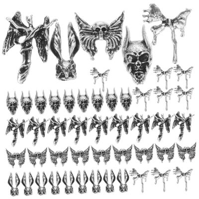 50-Piece Skull Nail Charms, Alloy Halloween Gift Ideas