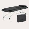 XIAOZHUANGXIONG Folding Cosmetic Bed, Mobile 2-Zone Aluminum Massage Table, Height-Adjustable, with Cover, Backpack and Round Stool, Black, 185 × 70 cm-B view 1