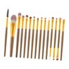 minkissy 15-Piece Makeup Brush Set with Wooden Handles and Pink-White Nylon Bristles view 1