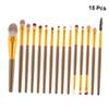 minkissy 15-Piece Makeup Brush Set with Wooden Handles and Pink-White Nylon Bristles view 4