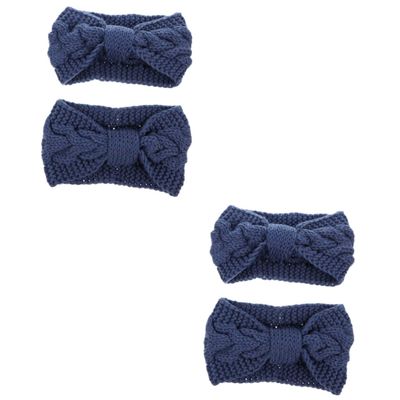 FRCOLOR 4-Pack Knitted Button Headbands, Winter Warm Turban-Style Stretch Headbands