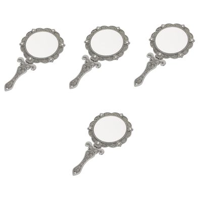 FRCOLOR 4-Piece Folding Cosmetic Hand Mirrors for Women, Portable Retro Design