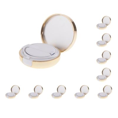 10 Empty Makeup Powder Foundation Cases, Air Cushion BB Cream Containers, 15 g, Gold