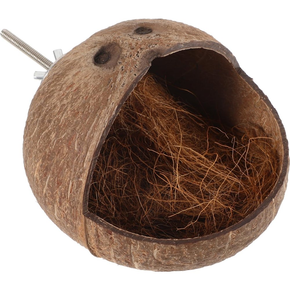 POPETPOP Coconut Shell Bird Nest for Cage, 5.3 Inches, Natural Bird House, Parrot Breeding Nest, Bird Toy and Small Pet Accessory for Hamsters and Chameleons
