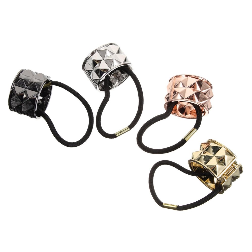 Women's Hair Ties, 4-Piece Set, Alloy and Fabric