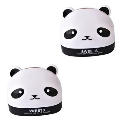 Yardwe 2-Piece Panda Tissue Box Set, Plastic Cartoon Dispenser and Organizer