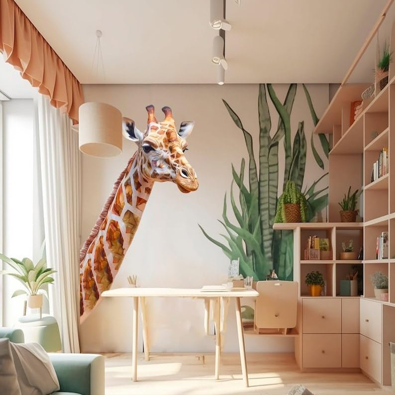 Giraffe Wall Decal for Kids' Rooms, 23 x 40 cm