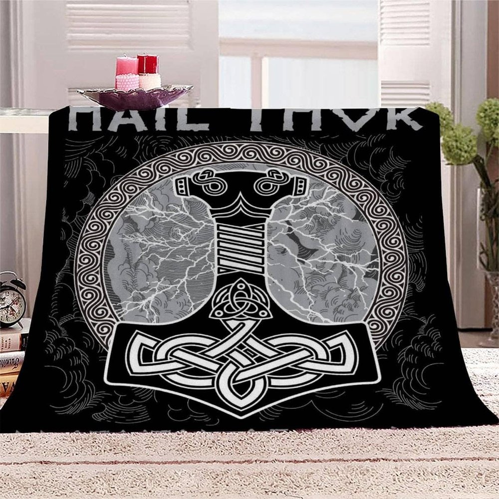 AKATIE Baby Cuddle Blanket, 70 x 100 cm, Black Viking Hammer Design