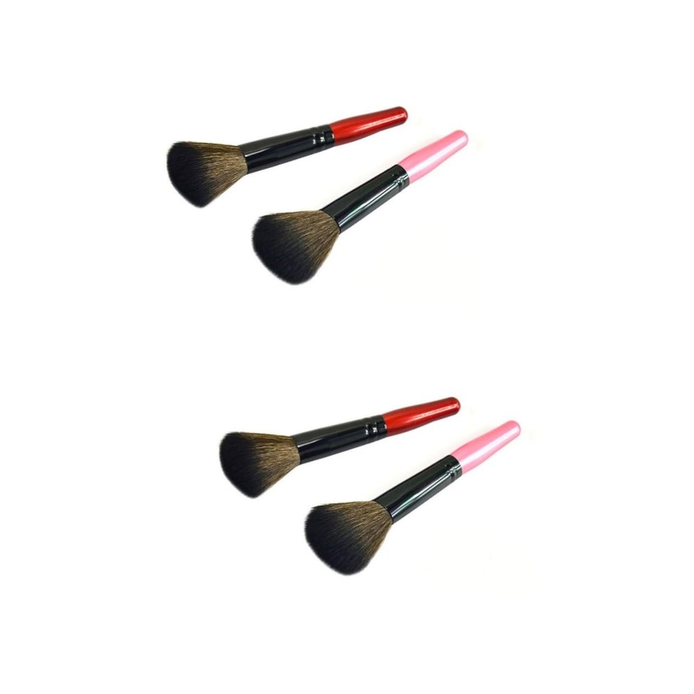 minkissy 4-Piece Makeup Brush Set with Long Wooden Handles, Premium Powder and Blush Brushes for Professional and Everyday Use