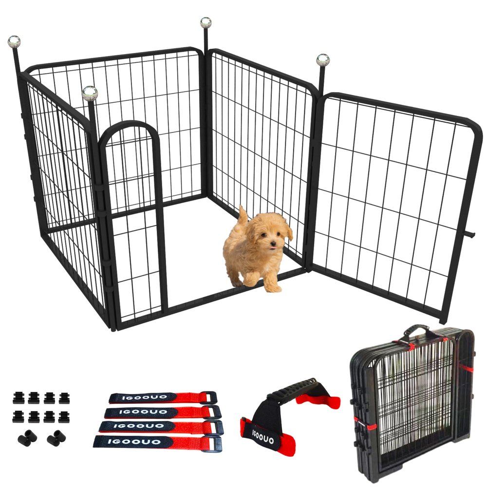 IGOOUO 61 cm Indoor/Outdoor Dog Playpen, 4 Panels