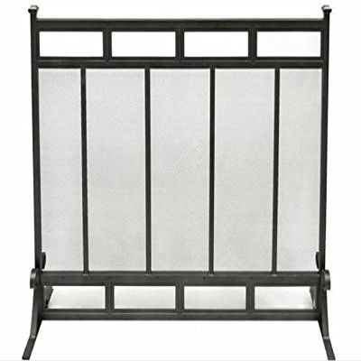 Pleasant Hearth Fireplace Screen, 39" L x 12.01" W x 21" H, Decorative Flat Fireplace Screen, Gunmetal Finish