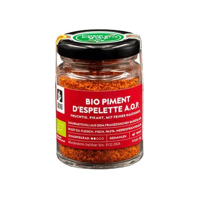 Bremer Gewürzhandel Organic Piment d'Espelette Gorria Chili, Mildly Aromatic, Slightly Smoky, 40 g
