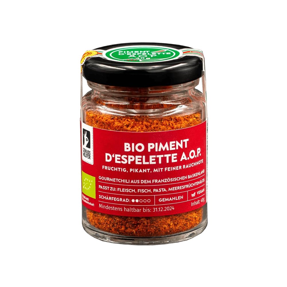 Bremer Gewürzhandel Organic Piment d'Espelette Gorria Chili, Mildly Aromatic, Slightly Smoky, 40 g