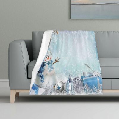 ASEELO 122 x 81 cm Cute Snowman Fleece Blanket for Bed, Couch and Travel