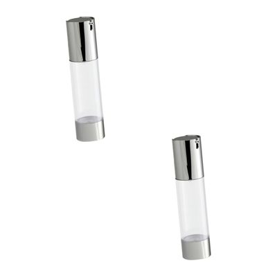 minkissy 2-Pack Transparent Silver Airless Pump Bottles for Lotions, Creams, and Travel