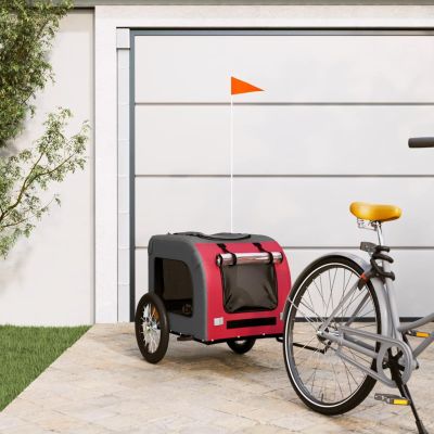 ZEYUAN Red and Gray Dog Bicycle Trailer, Oxford Fabric and Iron, 93831