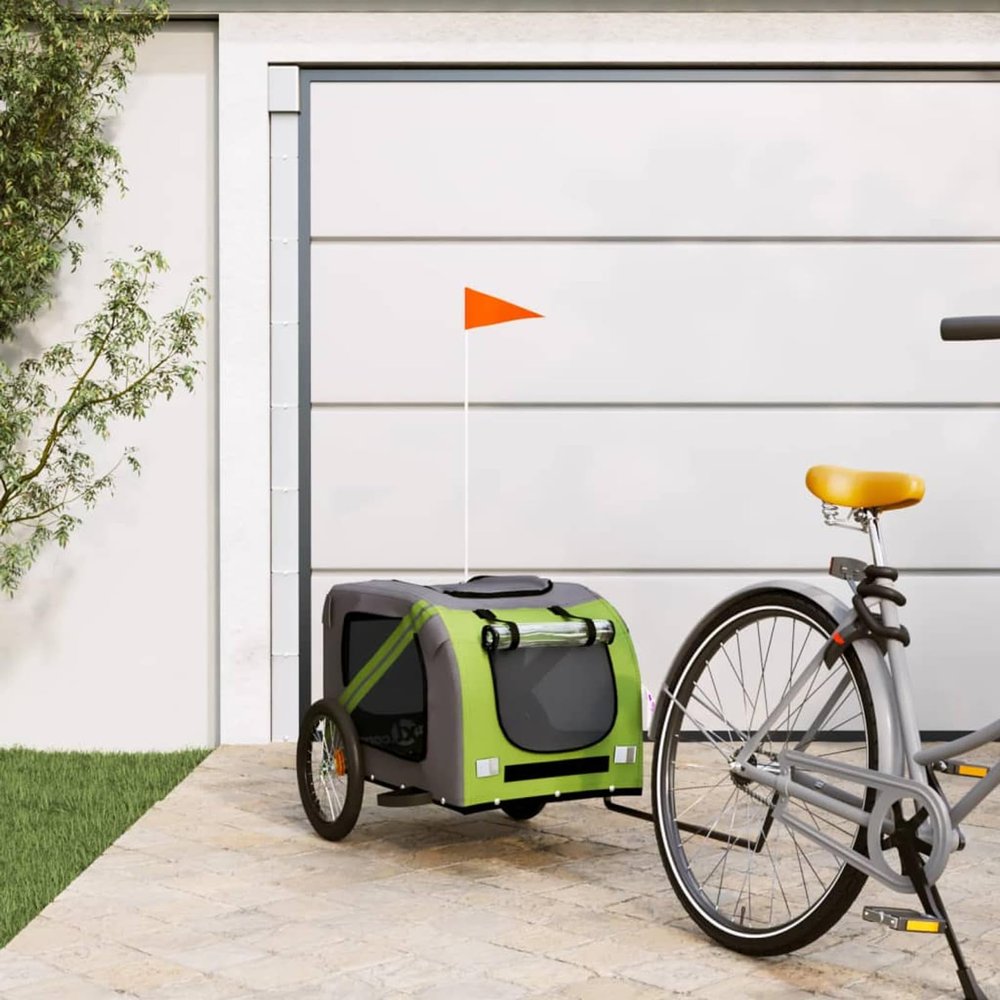 ZEYUAN Dog Bicycle Trailer Green and Gray