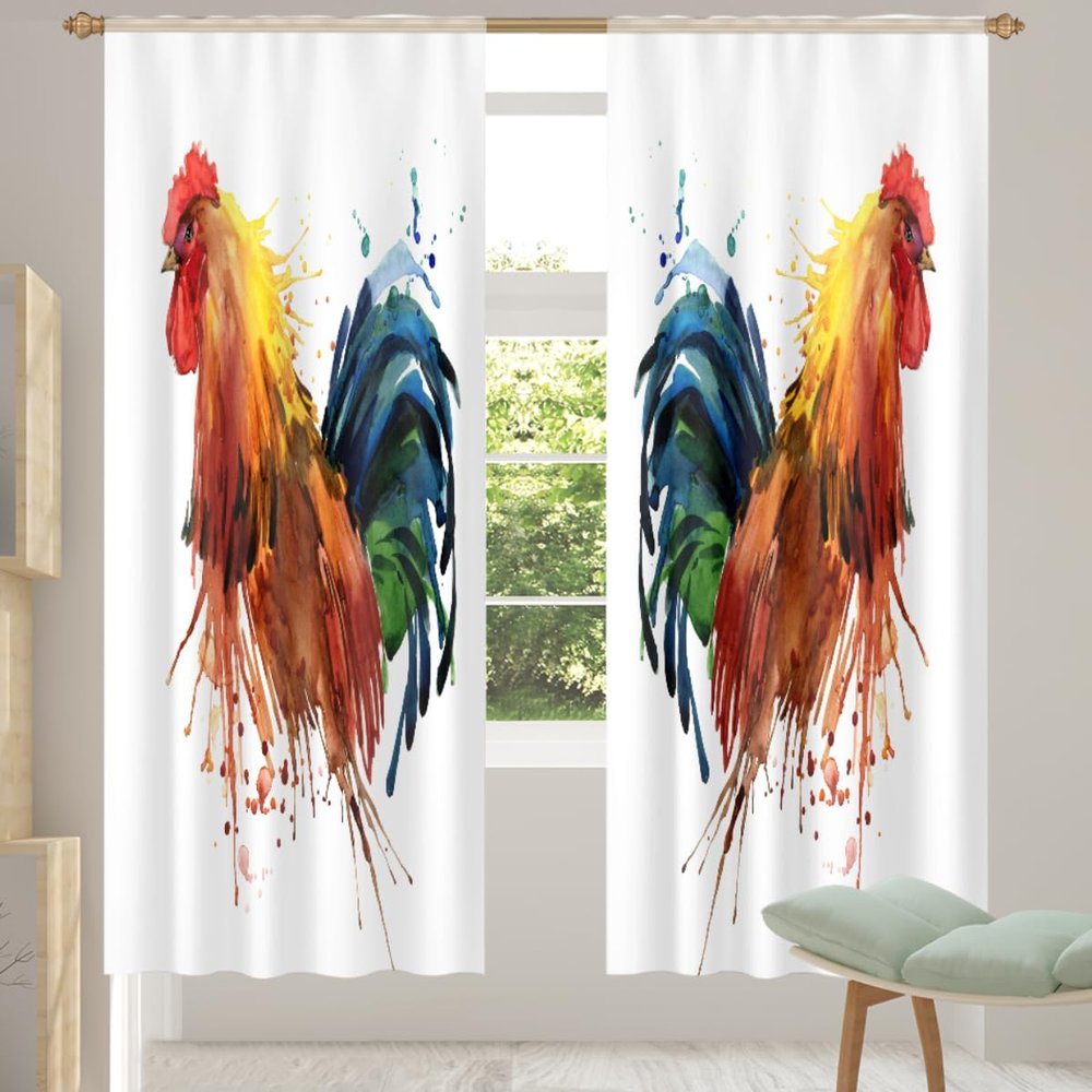 Rooster Sheer Curtains, 2-Piece Set, 139 x 198 cm
