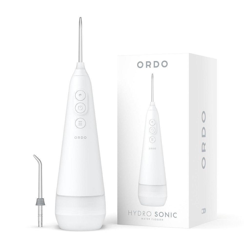 ORDO Hydro Sonic Cordless Water Flosser, 3 Pressure Levels, White