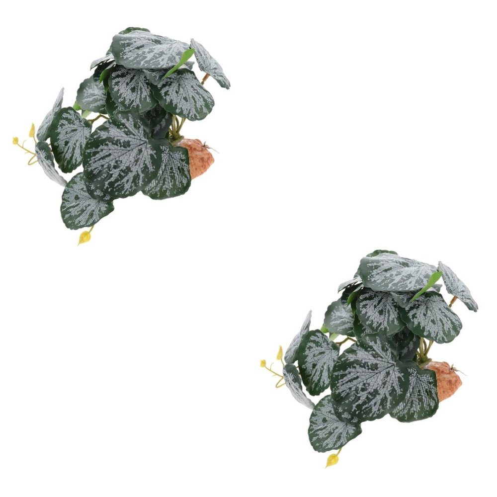 Amosfun 2-Piece Reptile Plants, Artificial Terrarium Decoration for Lizards, Bearded Dragons, Snakes and Fish