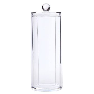 COMETX Acrylic Makeup Cotton Pad Holder with Lid, Round Cosmetic Organizer