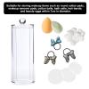 COMETX Acrylic Makeup Cotton Pad Holder with Lid, Round Cosmetic Organizer view 4