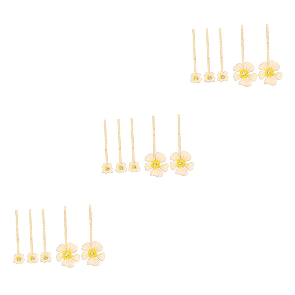 minkissy 15-Piece Set of Vintage Floral Rhinestone Hairpins, Beige