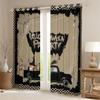 Halloween Blackout Curtains, Trick-or-Treat Gothic Ghost Spider Bat Pumpkin Window Curtains, Black and White Grid, 55 W x 69 L in view 2