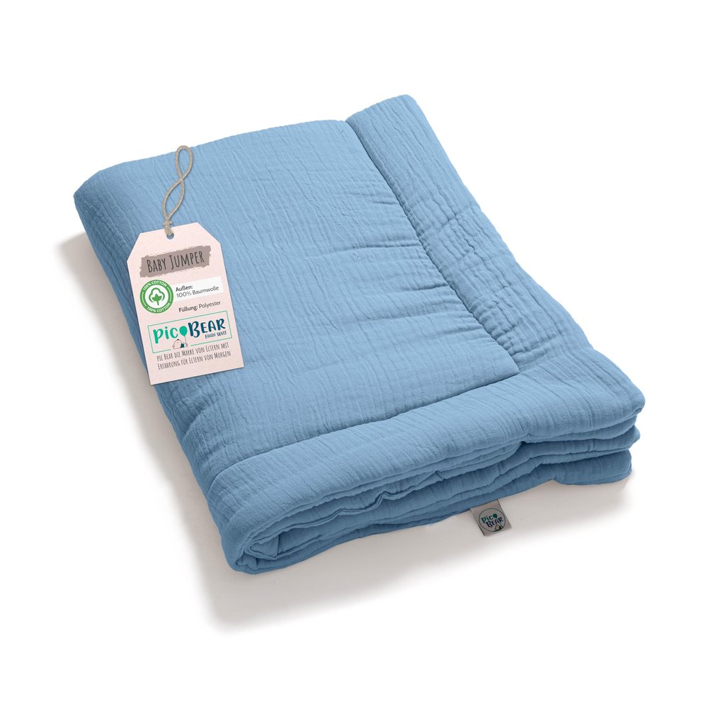 pic Bear Baby Muslin Play Blanket, 100% Cotton, 95 x 135 cm (Airy Blue)
