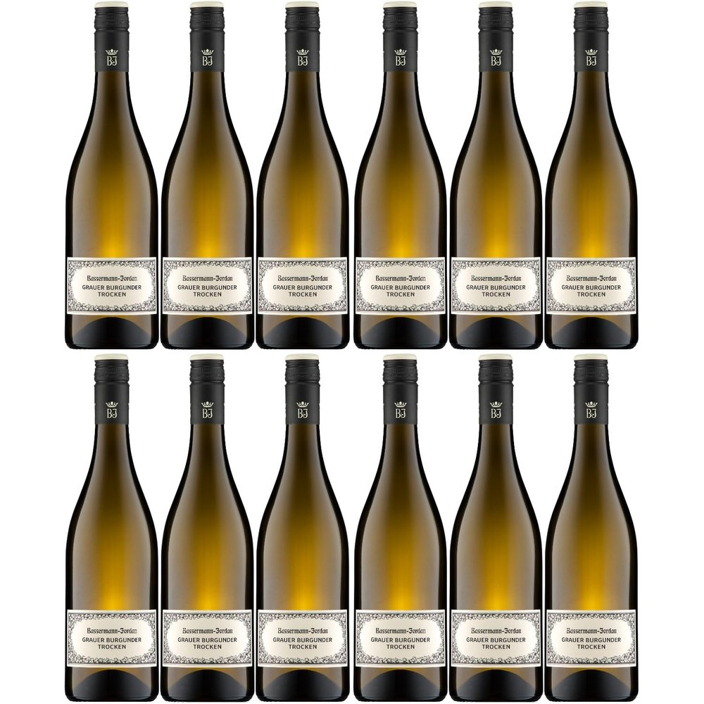 Bassermann-Jordan Pinot Gris Dry White Wine, Pfalz, Germany, 12 x 0.75 L, Incl. FeinWert E-Book