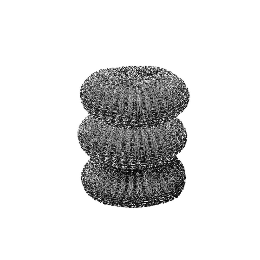 Stainless Steel Scourer Scrub Set with Long Handle, Reusable 304 Stainless Steel Metal Scrubber for Pots, Pans, Grills, Sinks and Bakeware (C)