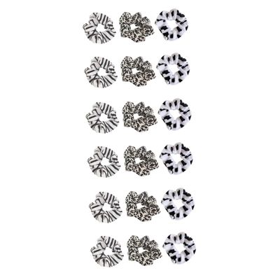 minkissy 18-Piece Animal Print Hair Ties, Leopard, Zebra and Cow Patterns