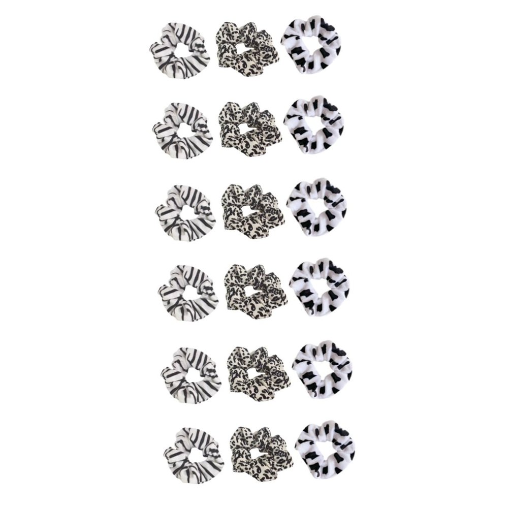 minkissy 18-Piece Animal Print Hair Ties, Leopard, Zebra and Cow Patterns