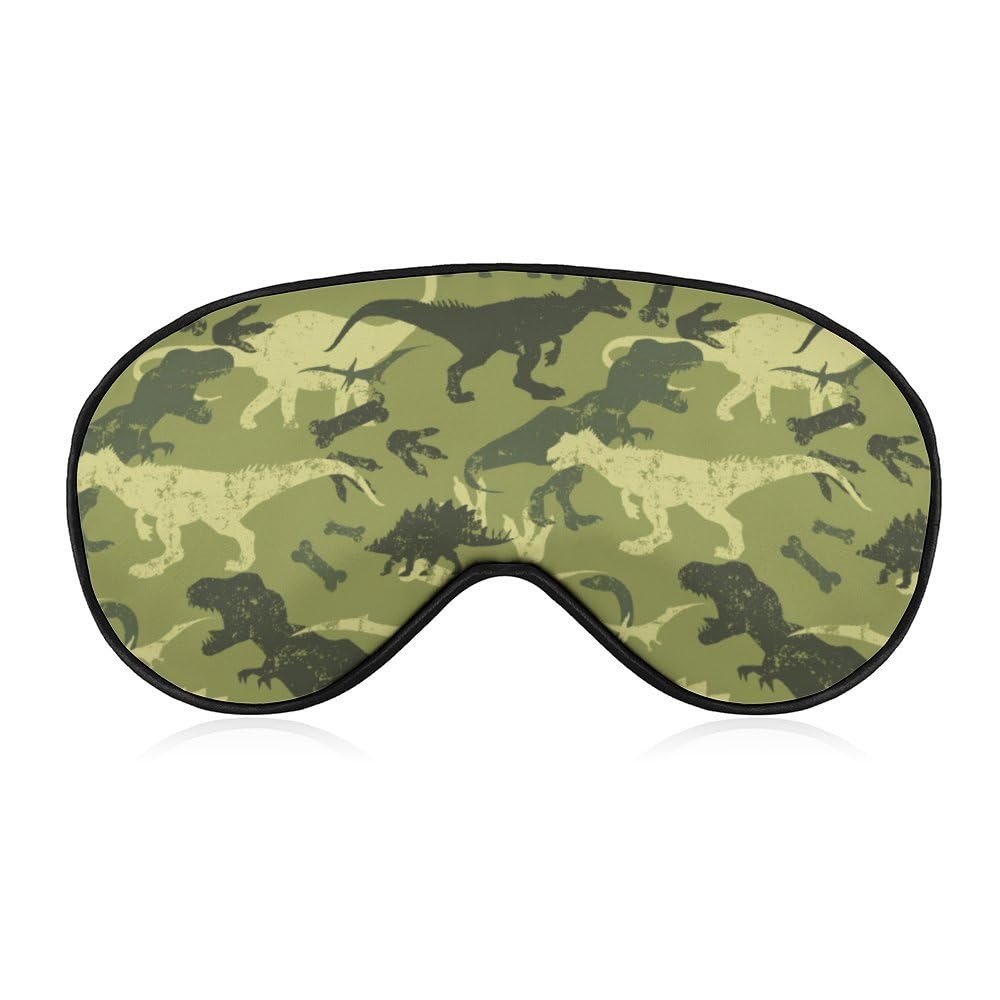 Hand-Drawn Camouflage Dinosaur Sleep Mask