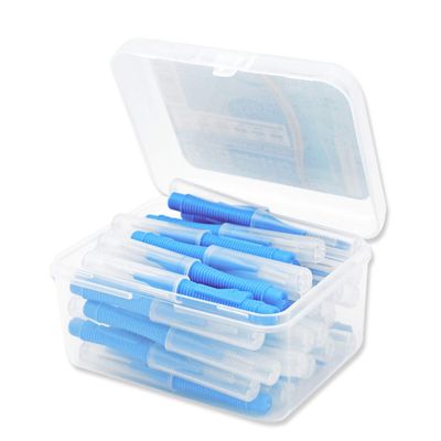 40 Interdental Brushes, Push-Pull, Plastic, Blue, 1.0 mm